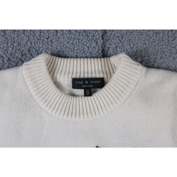 Rag & Bone Sweater Womens Xs Ivory Jackson Arrow Print Wool Crew Neck Pullover - Picture 3 of 6